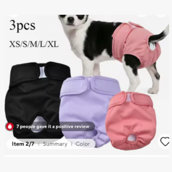 LeaklessPup Washable Dog Diapers (3-Pack)